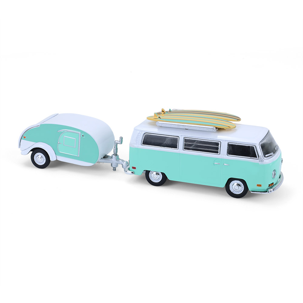 Type 2 with surfboards and Teardrop Trailer