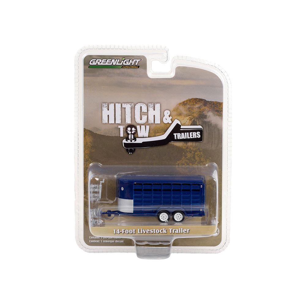 14英尺牲畜运输拖车 - 深蓝色