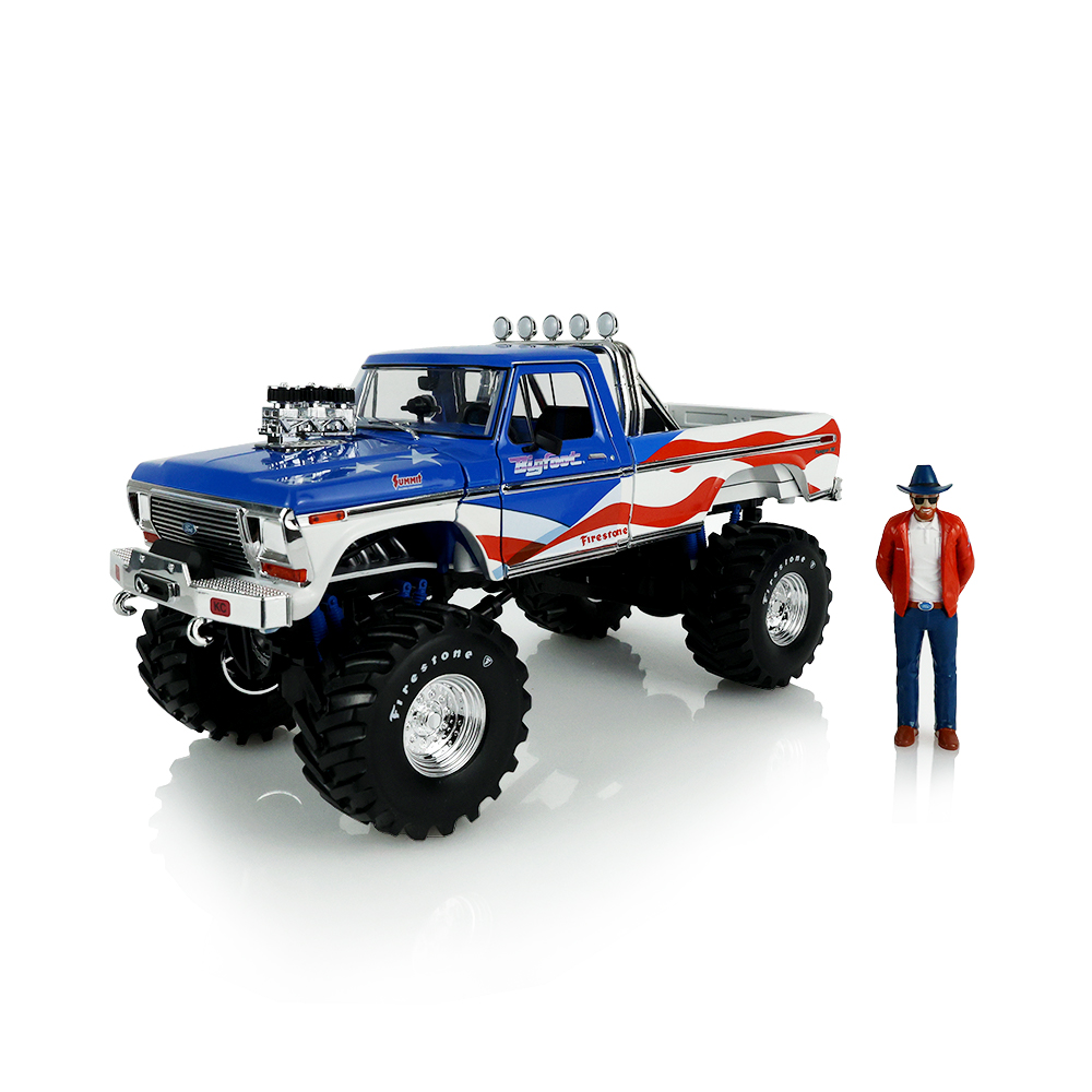 大脚怪 #1 - 1979 福特 F-250 怪兽卡车美国 250 周年纪念版，附 1:18 比例鲍勃·钱德勒站立人偶
