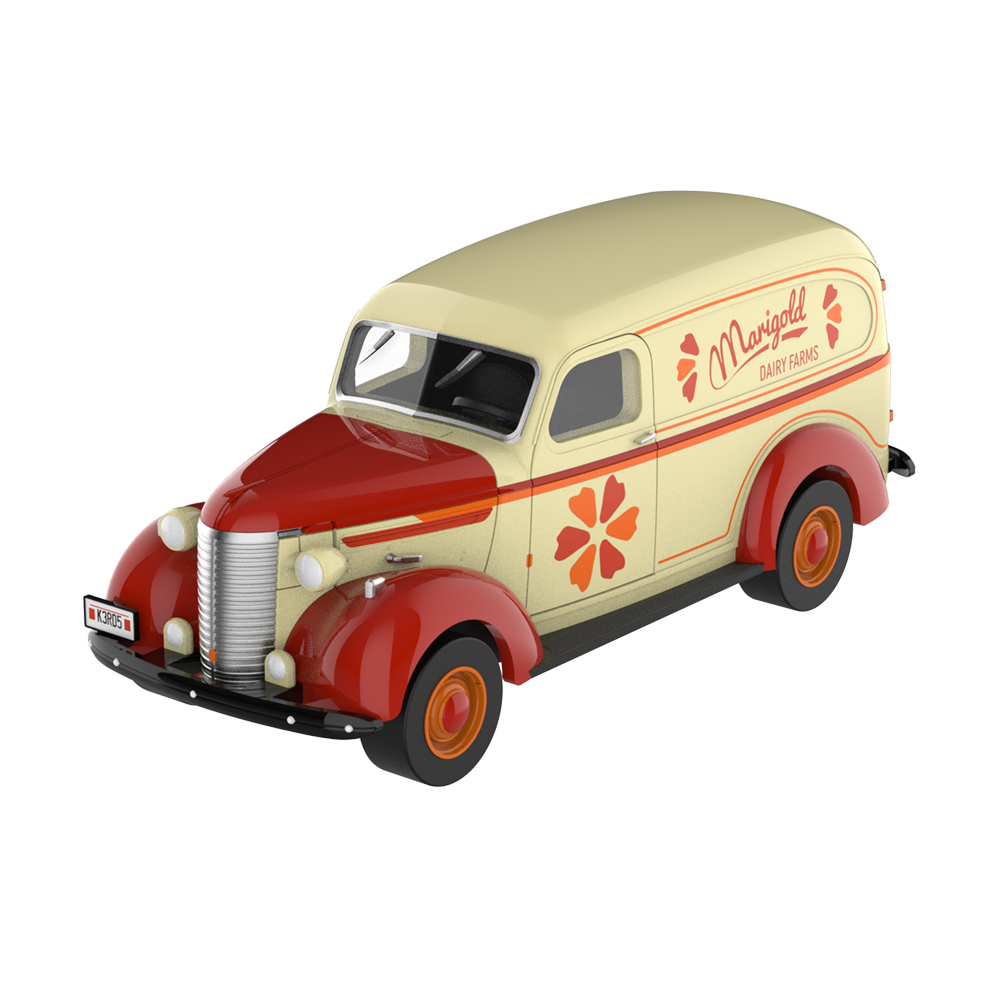 1939 年雪佛兰厢式货车，带奶牛
