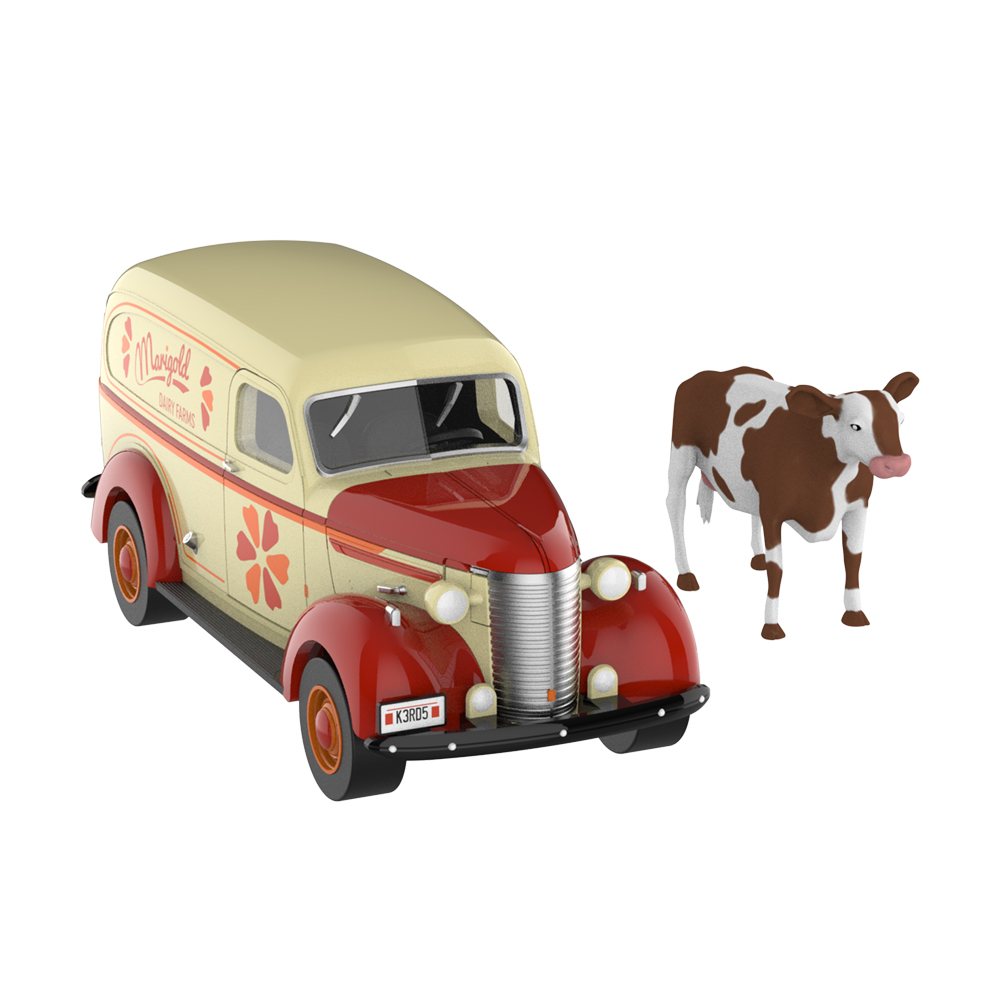 1939 年雪佛兰厢式货车，带奶牛