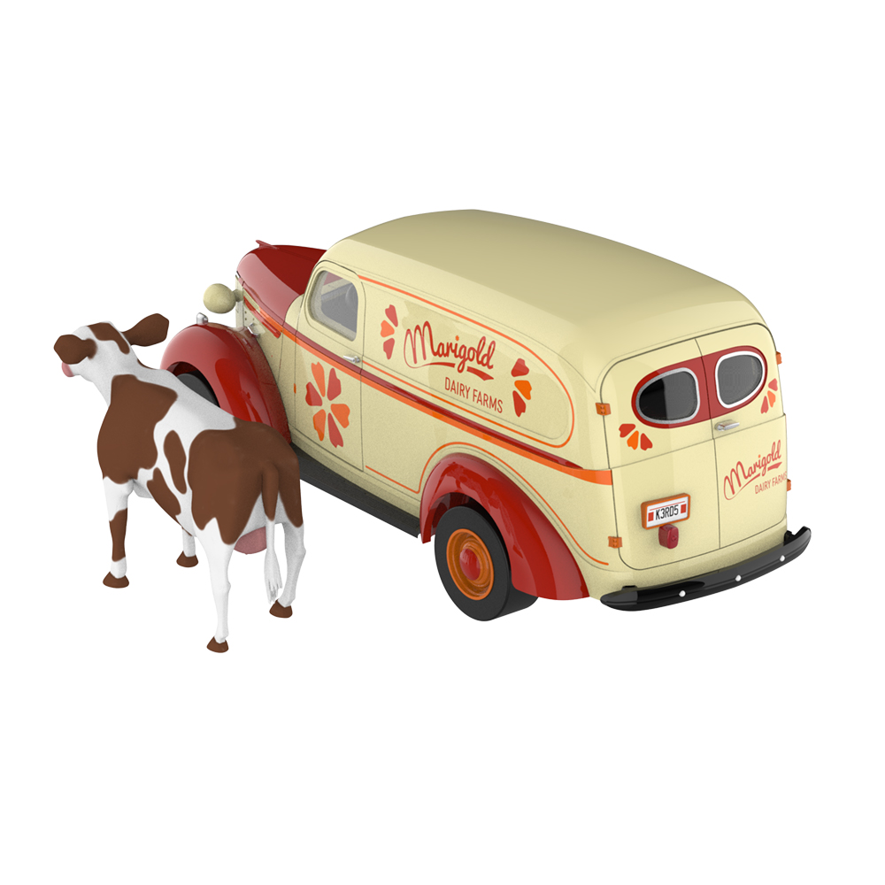 1939 年雪佛兰厢式货车，带奶牛